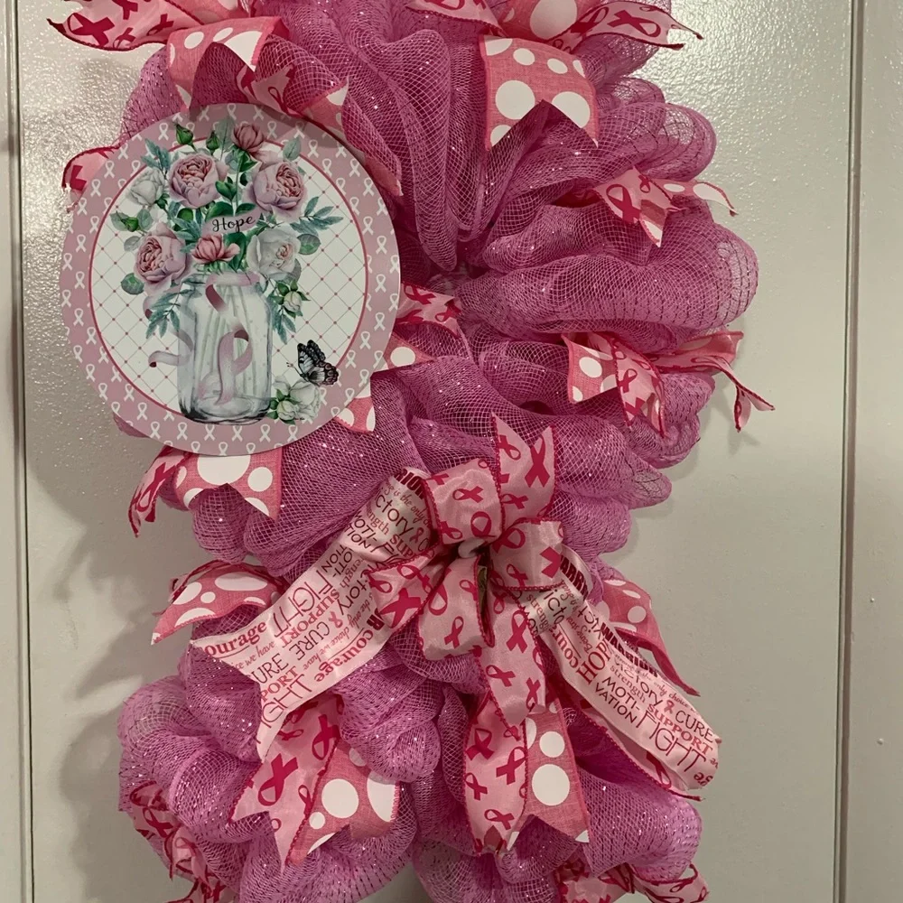 Item80Breast Awareness’s Wreath Support a family or friend Cancer Breast Wreath